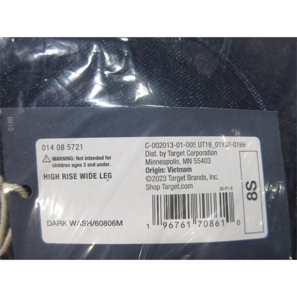 UNIVERSAL THREAD WOMEN’S HIGH RISE WIDE LEG JEANS DARK WASH 8S - Picture 5 of 5